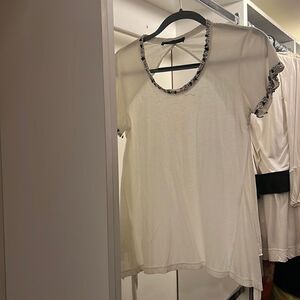 Open back white top with jewels twin set Simona barbieri womens small